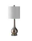 Set of Two 25" Clear Gourd Table Lamps With Drum Shades