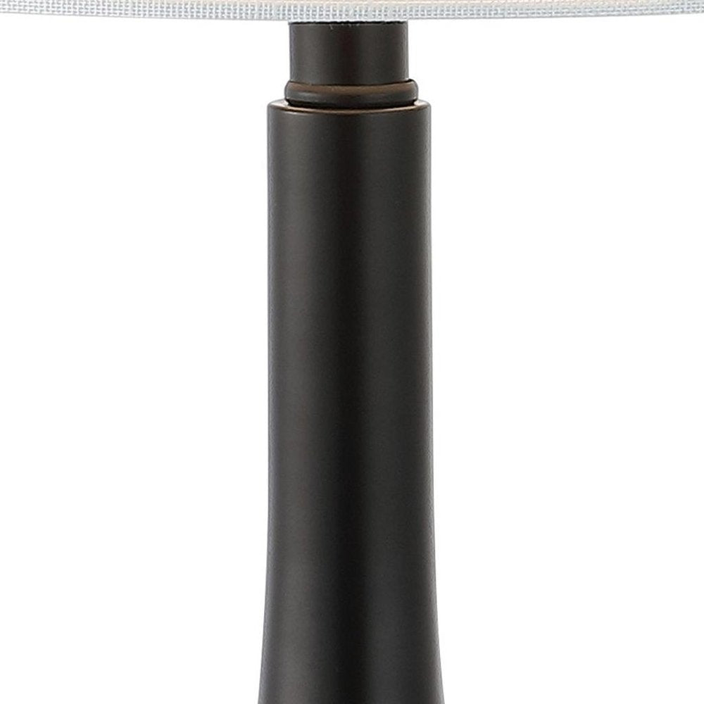 Set of Two 25" Black And Clear Gourd Table Lamps With Drum Shades