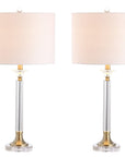 Set of Two 28" Clear And Gold Table Lamps With Drum Shades