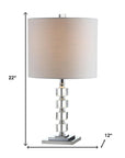 Set of Two 22" Clear And Silver Bedside Lamps With Drum Shades