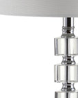 Set of Two 22" Clear And Silver Bedside Lamps With Drum Shades