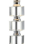 Set of Two 22" Clear And Silver Bedside Lamps With Drum Shades