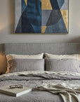 Set of Two 22" Clear And Silver Bedside Lamps With Drum Shades