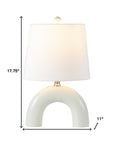 Set of Two 18" White Geometric Arched Lamps With Empire Shades