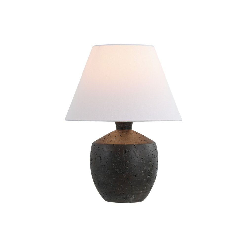 Set of Two 18" Black Urn Table Lamps With Empire Shades
