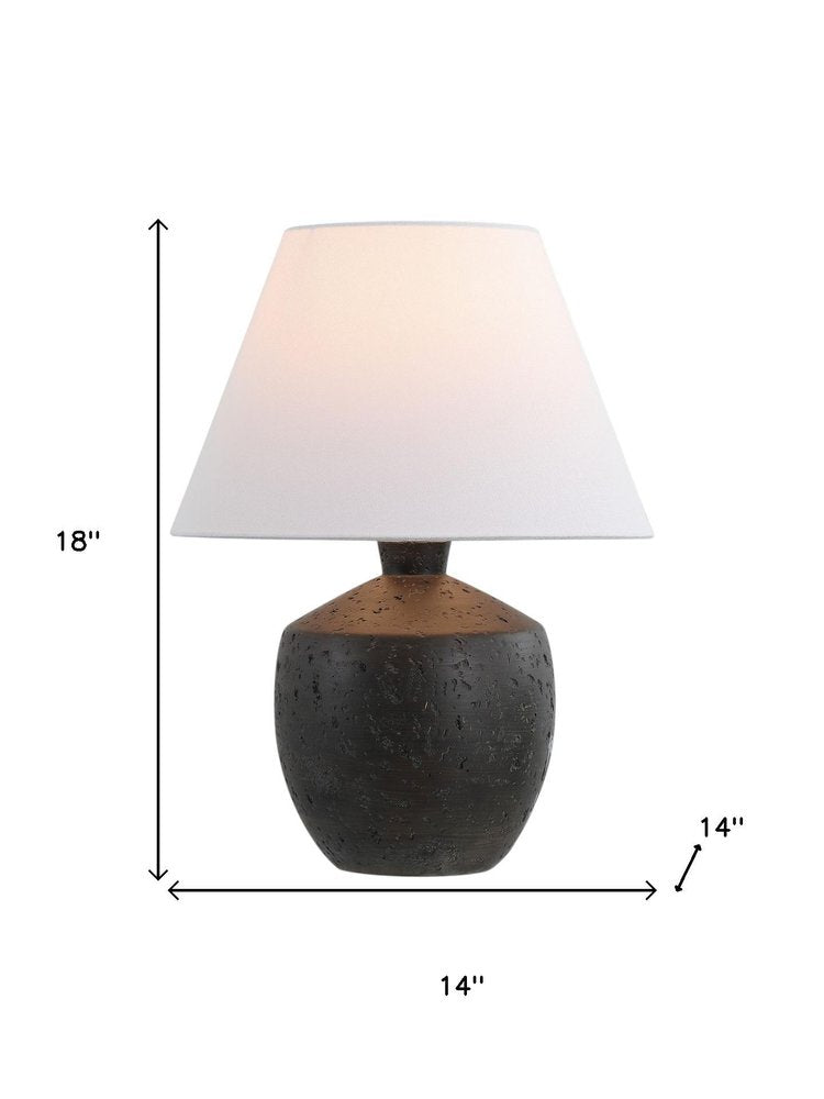 Set of Two 18" Black Urn Table Lamps With Empire Shades