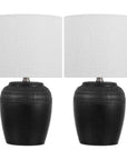 Set of Two 17" Clear Gourd Table Lamps With Drum Shades