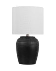 Set of Two 17" Clear Gourd Table Lamps With Drum Shades
