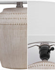 Set of Two 17" Clear Gourd Table Lamps With Drum Shades