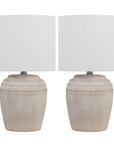 Set of Two 17" Clear Gourd Table Lamps With Drum Shades
