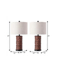 Set of Two 25" Black Table Lamps With Drum Shades
