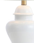 Set of Two 22" White And Gold Urn Bedside Lamps With Drum Shades