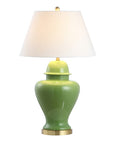 33" Green And Gold Urn Table Lamp With Empire Shade