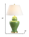 33" Green And Gold Urn Table Lamp With Empire Shade