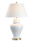 33" White And Gold Urn Table Lamp With Empire Shade