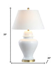33" White And Gold Urn Table Lamp With Empire Shade