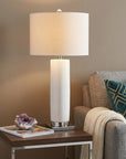 32" Silver Novelty Table Lamp With Drum Shade