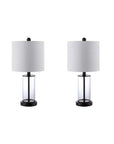 Set of Two 21" Antiqued Bronze USB Table Lamps With Drum Shades