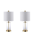 Set of Two 21" Gold USB Table Lamps With Drum Shades