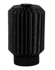 9" Black Geometric Bedside Lamp With Cylinder Shade
