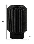 9" Black Geometric Bedside Lamp With Cylinder Shade