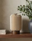 9" Natural Geometric Table Lamp With Cylinder Shade