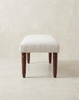 47" Cream and Brown Boucle and Solid Wood Upholstered Bench