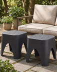15" Plastic Outdoor Footstool Ottoman