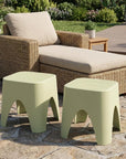 15" Plastic Outdoor Footstool Ottoman
