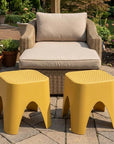 15" Plastic Outdoor Footstool Ottoman