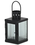 7" Black Iron And Glass Tabletop Lantern Candle Holder