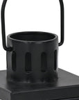 7" Black Iron And Glass Tabletop Lantern Candle Holder