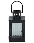 7" Black Iron And Glass Tabletop Lantern Candle Holder