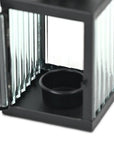 7" Black Iron And Glass Tabletop Lantern Candle Holder