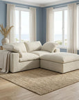 79" White and Black Linen Blend Modular Loveseat With Storage