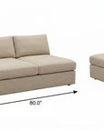 79" White and Black Linen Blend Modular Loveseat With Storage