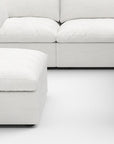 White Linen Blend Modular L Shaped Six Piece Corner Sectional With Ottoman