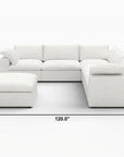 White Linen Blend Modular L Shaped Six Piece Corner Sectional With Ottoman