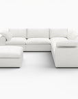 White Linen Blend Modular L Shaped Six Piece Corner Sectional With Ottoman