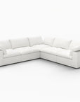 White Linen Blend Modular L Shaped Five Piece Corner Sectional