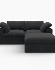 79" White and Black Linen Blend Modular Loveseat With Storage