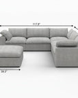 White Linen Blend Modular L Shaped Six Piece Corner Sectional With Ottoman