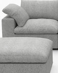 White Linen Blend Modular L Shaped Six Piece Corner Sectional With Ottoman