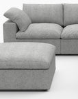 White Linen Blend Modular L Shaped Six Piece Corner Sectional With Ottoman