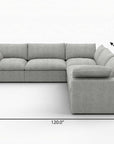 White Linen Blend Modular L Shaped Five Piece Corner Sectional