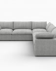 White Linen Blend Modular L Shaped Five Piece Corner Sectional