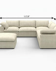 White Linen Blend Modular L Shaped Six Piece Corner Sectional With Ottoman