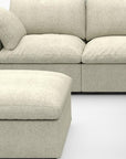 White Linen Blend Modular L Shaped Six Piece Corner Sectional With Ottoman