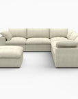 White Linen Blend Modular L Shaped Six Piece Corner Sectional With Ottoman