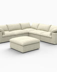 White Linen Blend Modular L Shaped Six Piece Corner Sectional With Ottoman